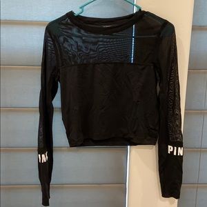 Black Mesh Crop Top PINK